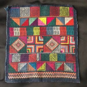 Vintage Embroidered Patch - Traditional Cross Stitched Panel Abstract Geometric